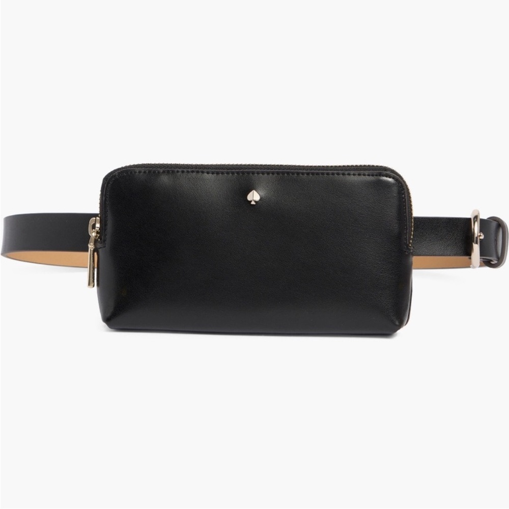 Kate Spade black zip top leather belt bag size Small/Medium